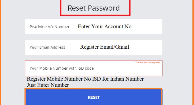 How can I reset my Forgot Pearlvine Login Passwords